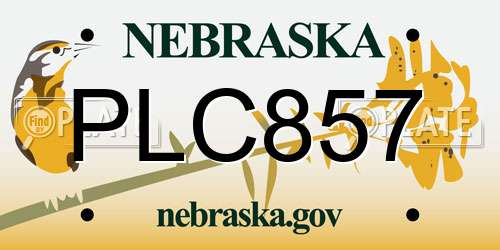 PLC857 Nebraska License Plate