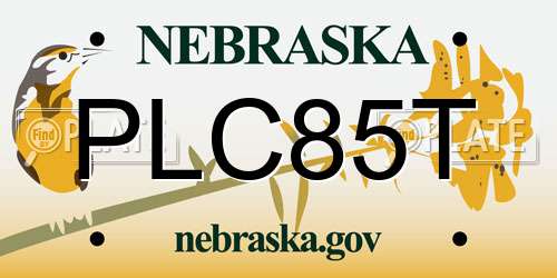 PLC85T Nebraska License Plate
