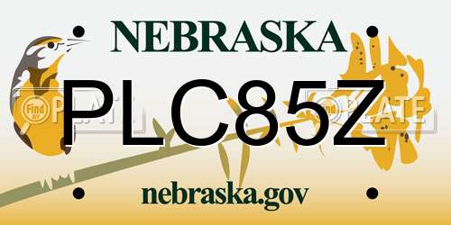 PLC85Z Nebraska License Plate