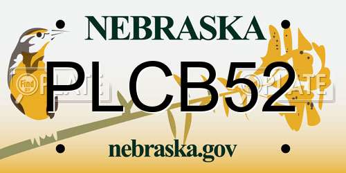 PLCB52 Nebraska License Plate