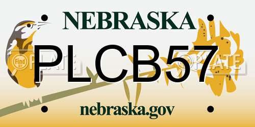 PLCB57 Nebraska License Plate