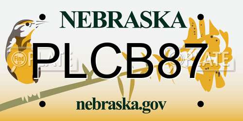 PLCB87 Nebraska License Plate