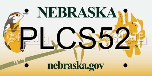 PLCS52 Nebraska License Plate