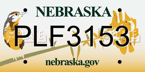 PLF3153 Nebraska License Plate