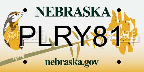 PLRY81 Nebraska License Plate