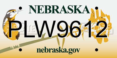 PLW9612 Nebraska License Plate