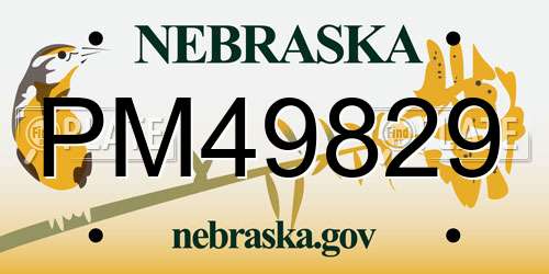 PM49829 Nebraska License Plate