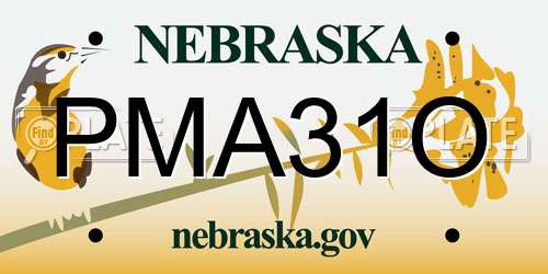 PMA31O Nebraska License Plate