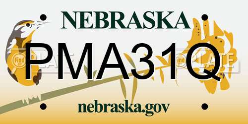 PMA31Q Nebraska License Plate