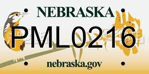 PML0216 Nebraska License Plate