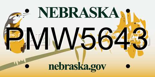 PMW5643 Nebraska License Plate