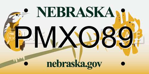 PMXO89 Nebraska License Plate