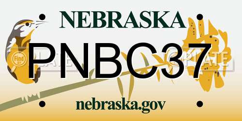 PNBC37 Nebraska License Plate