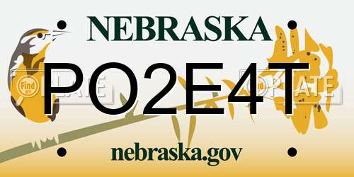 PO2E4T Nebraska License Plate