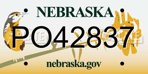 PO42837 Nebraska License Plate