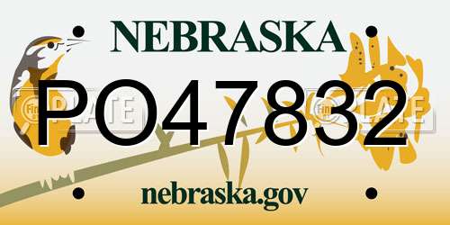 PO47832 Nebraska License Plate