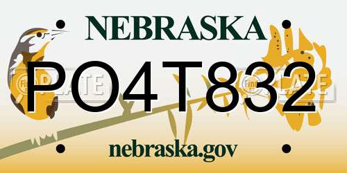 PO4T832 Nebraska License Plate