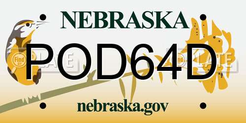 POD64D Nebraska License Plate