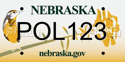 POL123 Nebraska License Plate
