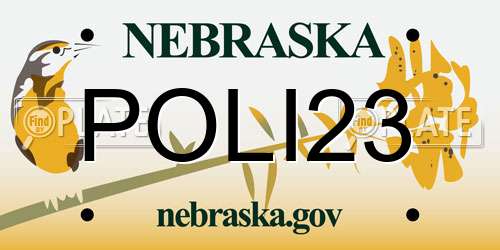 POLI23 Nebraska License Plate
