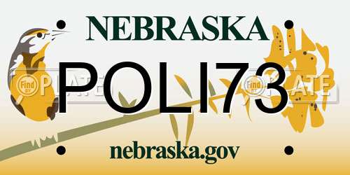POLI73 Nebraska License Plate