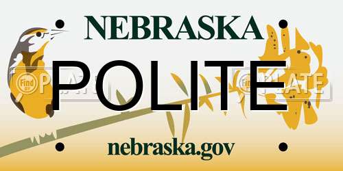 POLITE Nebraska License Plate