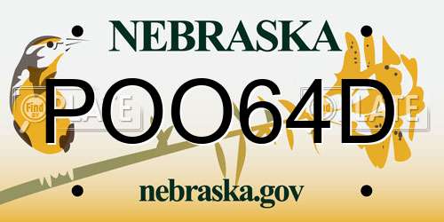 POO64D Nebraska License Plate