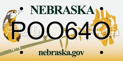 POO64O Nebraska License Plate