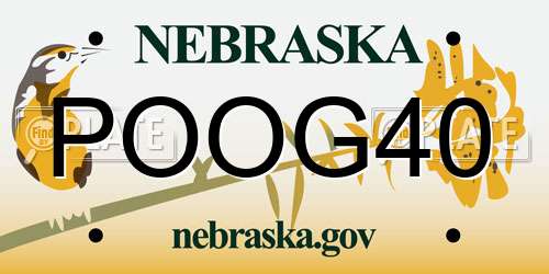 POOG40 Nebraska License Plate