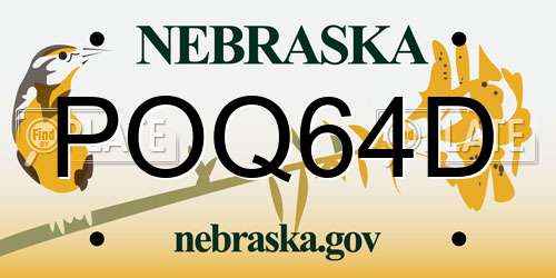 POQ64D Nebraska License Plate