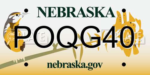 POQG40 Nebraska License Plate