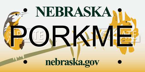 PORKME Nebraska License Plate
