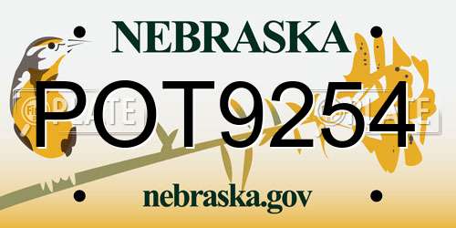 POT9254 Nebraska License Plate