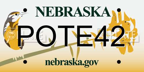 POTE42 Nebraska License Plate