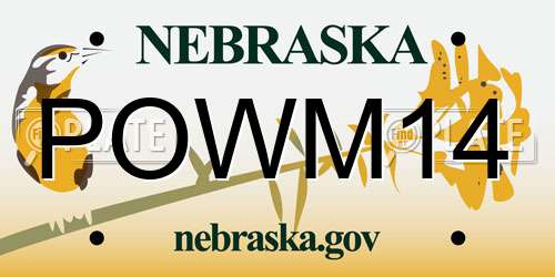 POWM14 Nebraska License Plate