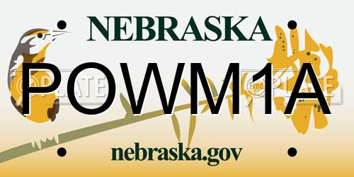 POWM1A Nebraska License Plate