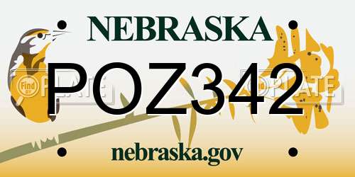 POZ342 Nebraska License Plate