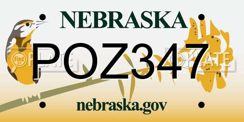 POZ347 Nebraska License Plate
