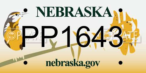 PP1643 Nebraska License Plate