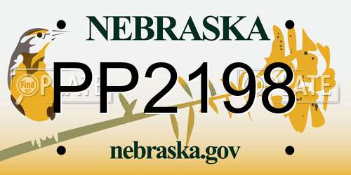 PP2198 Nebraska License Plate