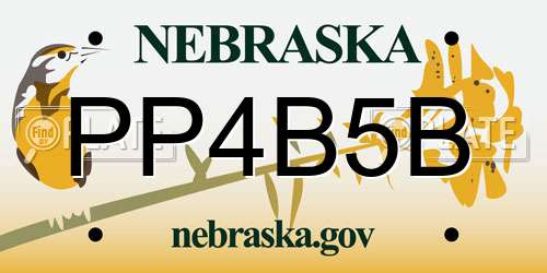 PP4B5B Nebraska License Plate
