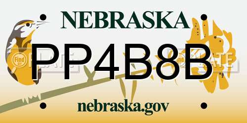 PP4B8B Nebraska License Plate