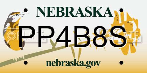 PP4B8S Nebraska License Plate