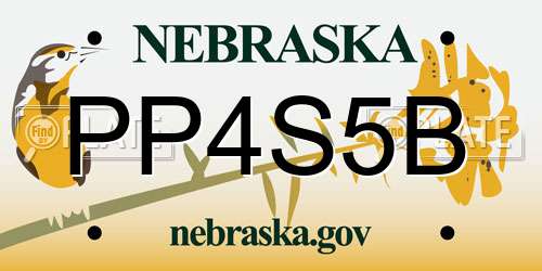 PP4S5B Nebraska License Plate