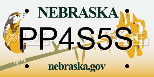 PP4S5S Nebraska License Plate