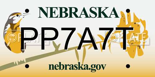PP7A7T Nebraska License Plate