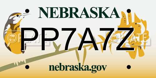 PP7A7Z Nebraska License Plate