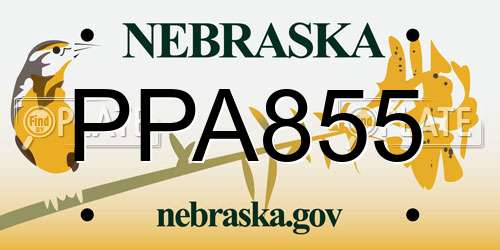PPA855 Nebraska License Plate
