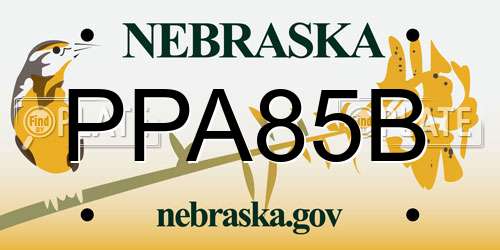 PPA85B Nebraska License Plate