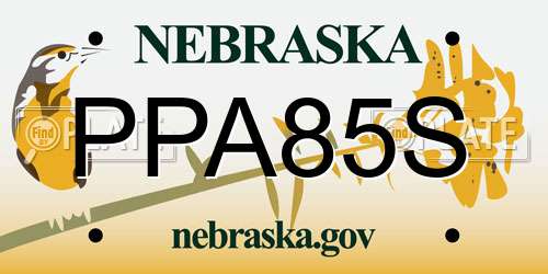 PPA85S Nebraska License Plate
